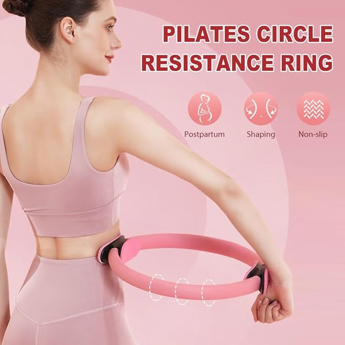Double Handle Exercise Circle Fitness Magic Circle Resistance Ring Dual Grip for Yoga Core Training