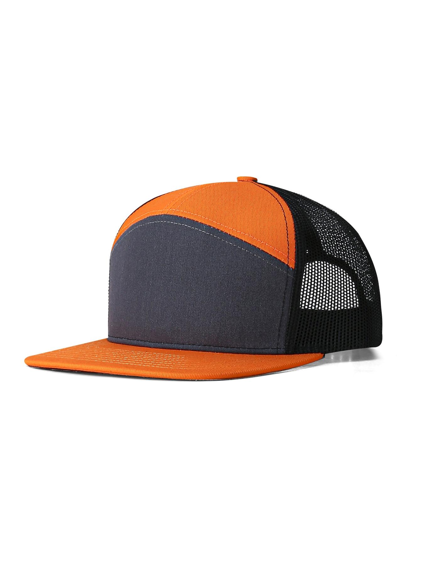 Men's Caps - Flat Brim Mesh Panel Baseball Cap Adjustable Classic Trucker Style Hat - Snap Back Hats for Men Flat Brimmed Cap