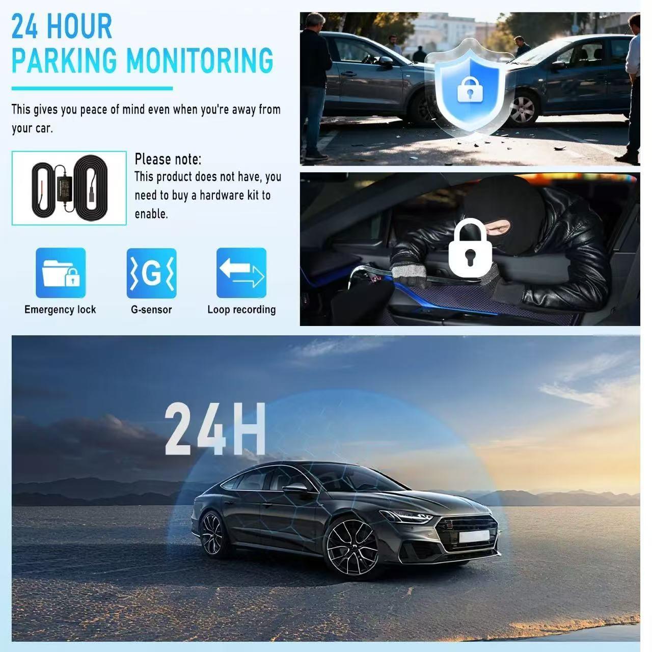 Four-Channel Dash Cam, Car Dashboard Camera, Full View Parking Monitor, 4-Inch Display, Wi-Fi, 64GB SD, Night Vision with Hdr, Car Dashcam, Dashcams for Cars, Wifi Dashcam