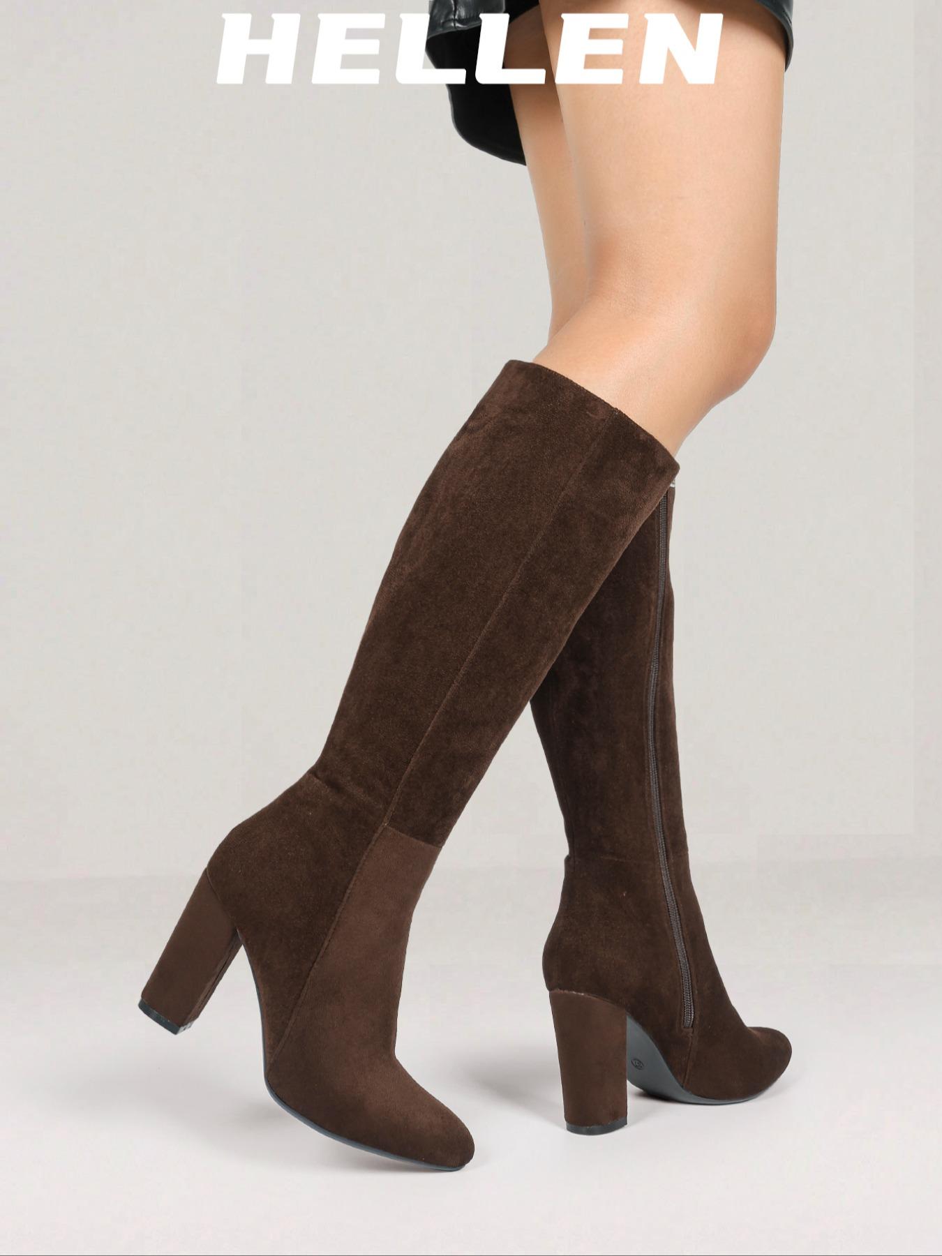 Women's Pointed Toe Knee High Boots, Classic Style, Winter Fashion, High Heel Side Zipper, Elegant Long Boot, Perfect Fall & Winter Shoes