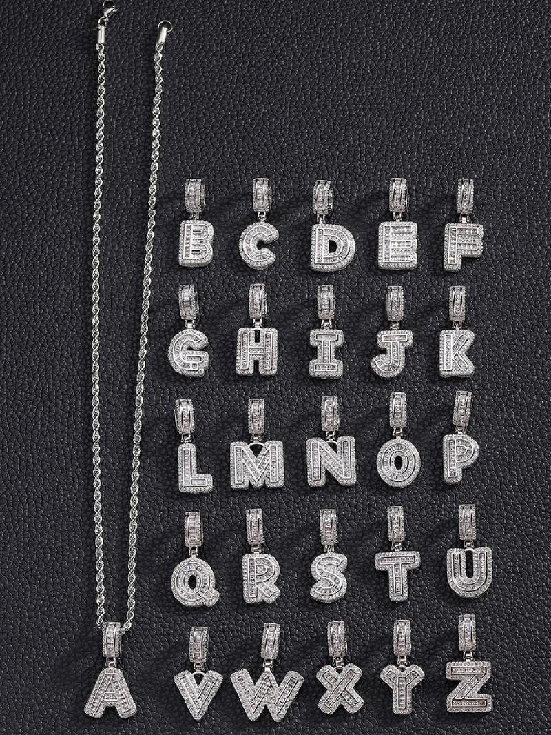 Zircon letter pendant necklace, party fashion jewelry, everyday outfit accessory, trendy and versatile exquisite birthday gift jewelry, letter necklace, name initial necklace, daily jewelry match