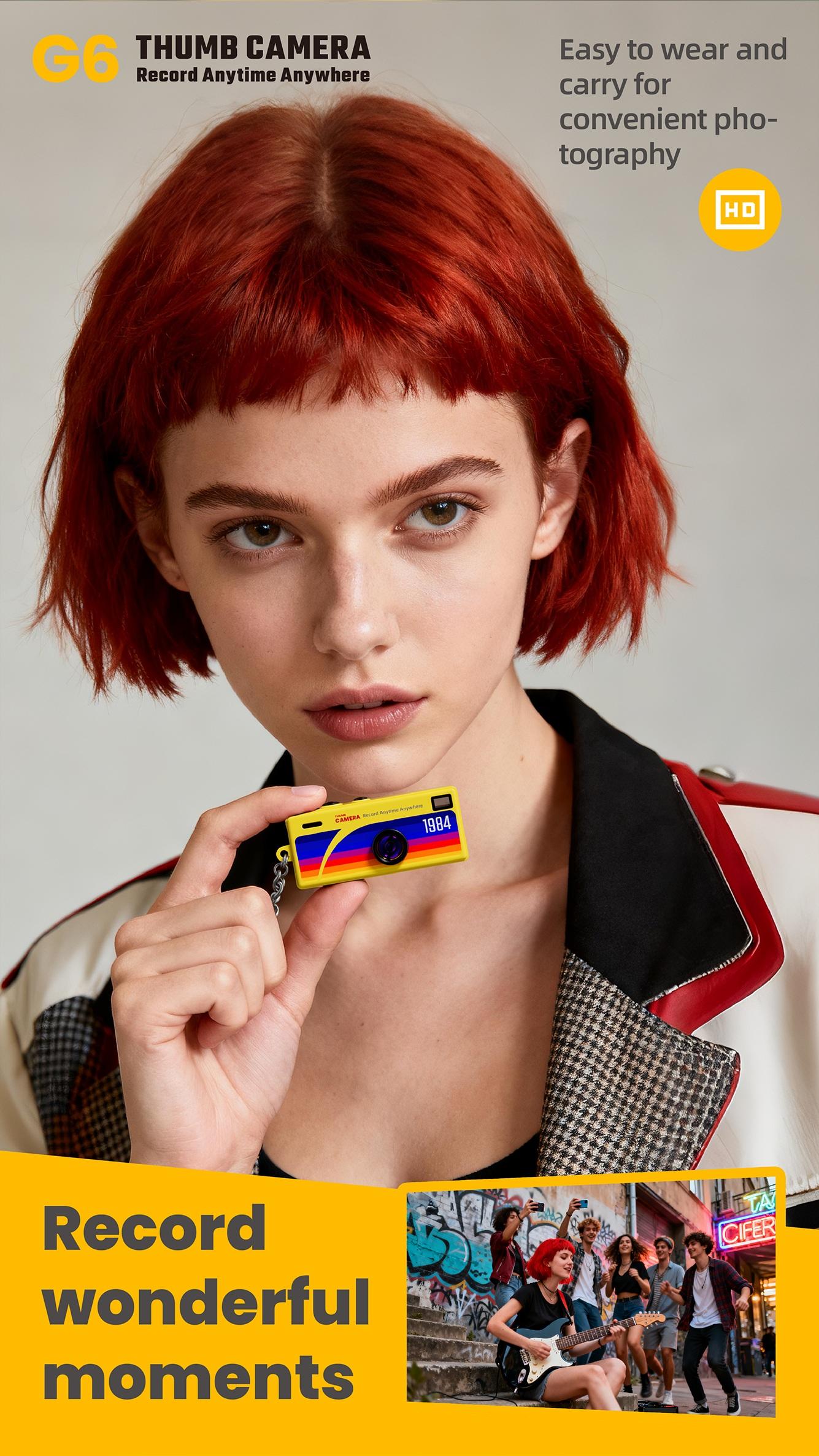 G6 Thumb Keychain Camera, 0.96 Inch Retro Mini Sports Camera, 1080P Ultra Small Camcorder, Audio Video Recorder, Supports Memory Card