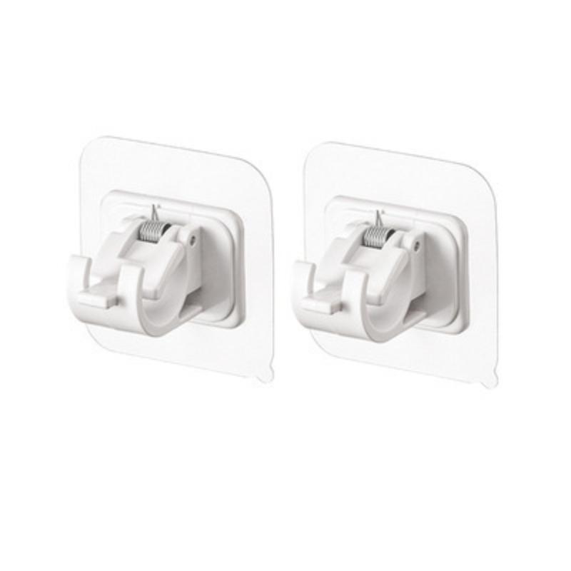 2pcs Curtain Hooks Curtain Rod Clamps Holders Perforation-free Adhesive Bracket For Living Room Bedroom Home