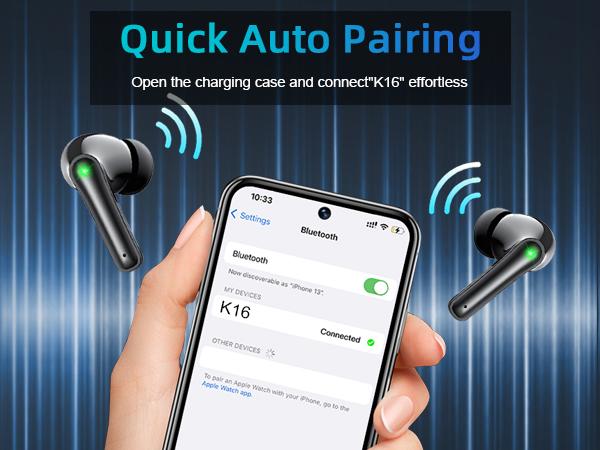 True Wireless Earbuds – CVC Noise Cancelling, Touch Control, IPX5 Sweat-Proof, 4.5g Ultra-Light Design Audio Bluetooth noise cancelling headphones