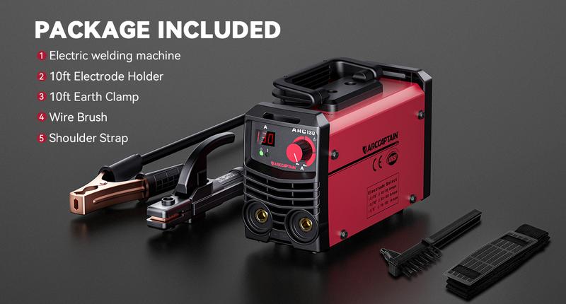 ARCCAPTAIN 130Amp 110V Mini Stick Welder, ARC130 DC IGBT Inverter Arc Welding Machine, Digital Display Portable MMA Welder with Hot Start, Arc Force, Anti-Stick, IGBT Inverter Welder