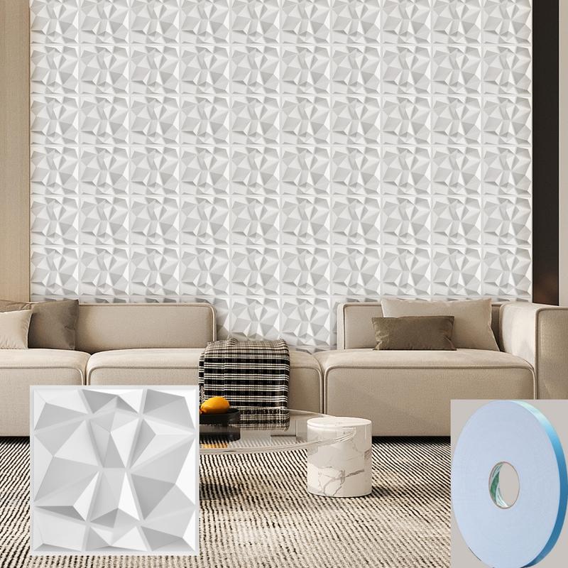 20/30pcs 3D Textured PVC Wall Panels, Waterproof & Moisture-Proof, Easy Install with Adhesive Tape - Modern Abstract Design for Stylish Home Decor, 11.8 x 11.8 inch, Waterproof Wall Panels