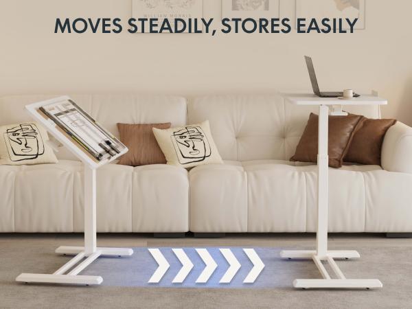 【TikTokShopBlackFriday】FLEXISPOT Mobile Adjustable Overbed Table, Bedside Standing Desk with Wheels, Rolling Laptop & Computer Cart, Portable Workstation for Home, Office, Bedroom, Hospital, Dorm, with Tiltable & Foldable Options