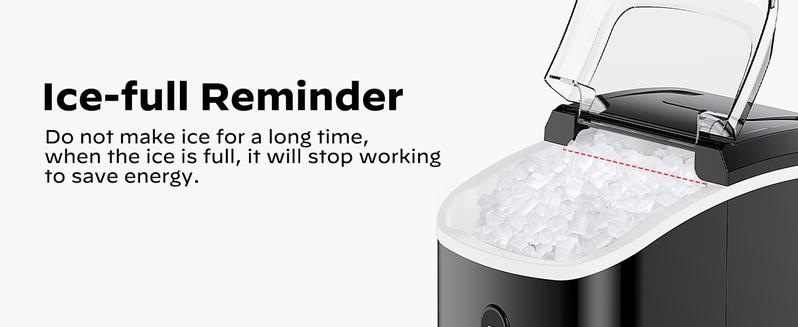 Silonn Nugget Ice Maker Countertop, Silonn Chewable Pellet Ice Machine with Self-Cleanin Function, 33lbs/24H Portable Ice Makers for Home Kitchen Officce, Black