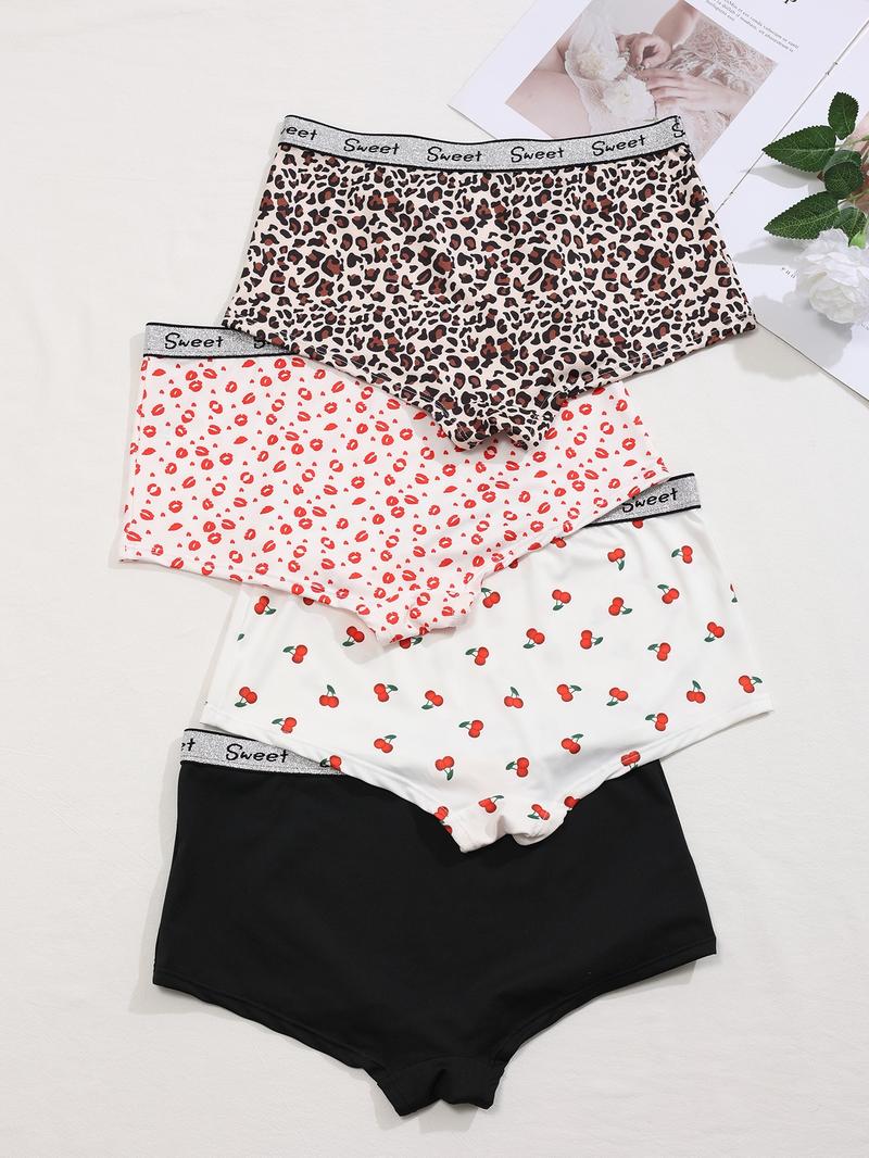 Women's Letter Tape Boxer Brief, Soft Comfy Breathable Panty for Daily Wear, Underwear for All Seasons