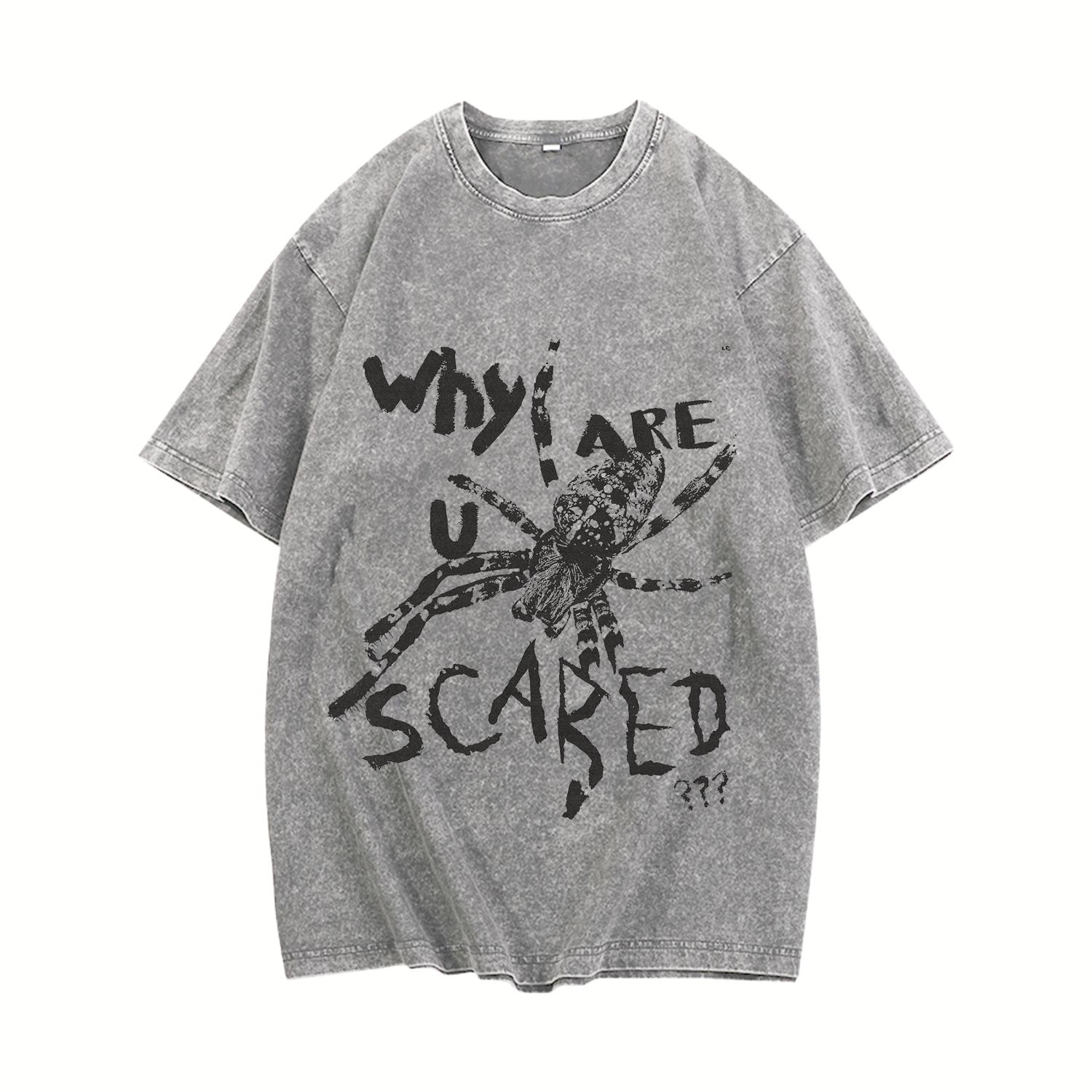 Fitcheak Spider and Letter Print T-shirt Unisex Design Stretch