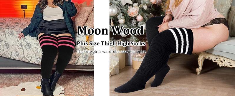 Plus Size Womens Thigh High Socks for Thick Thighs- Extra Long Striped Thick Over the Knee Socks- Leg Warmer Boot Socks thigh high socks plus size thigh socks