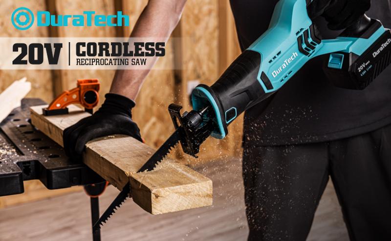 #JumpstartSale DURATECH Cordless Reciprocating Saw with 20V 4.0Ah Li-Ion Battery, 3000SPM, 7/8" Stroke Length, Variable Speed