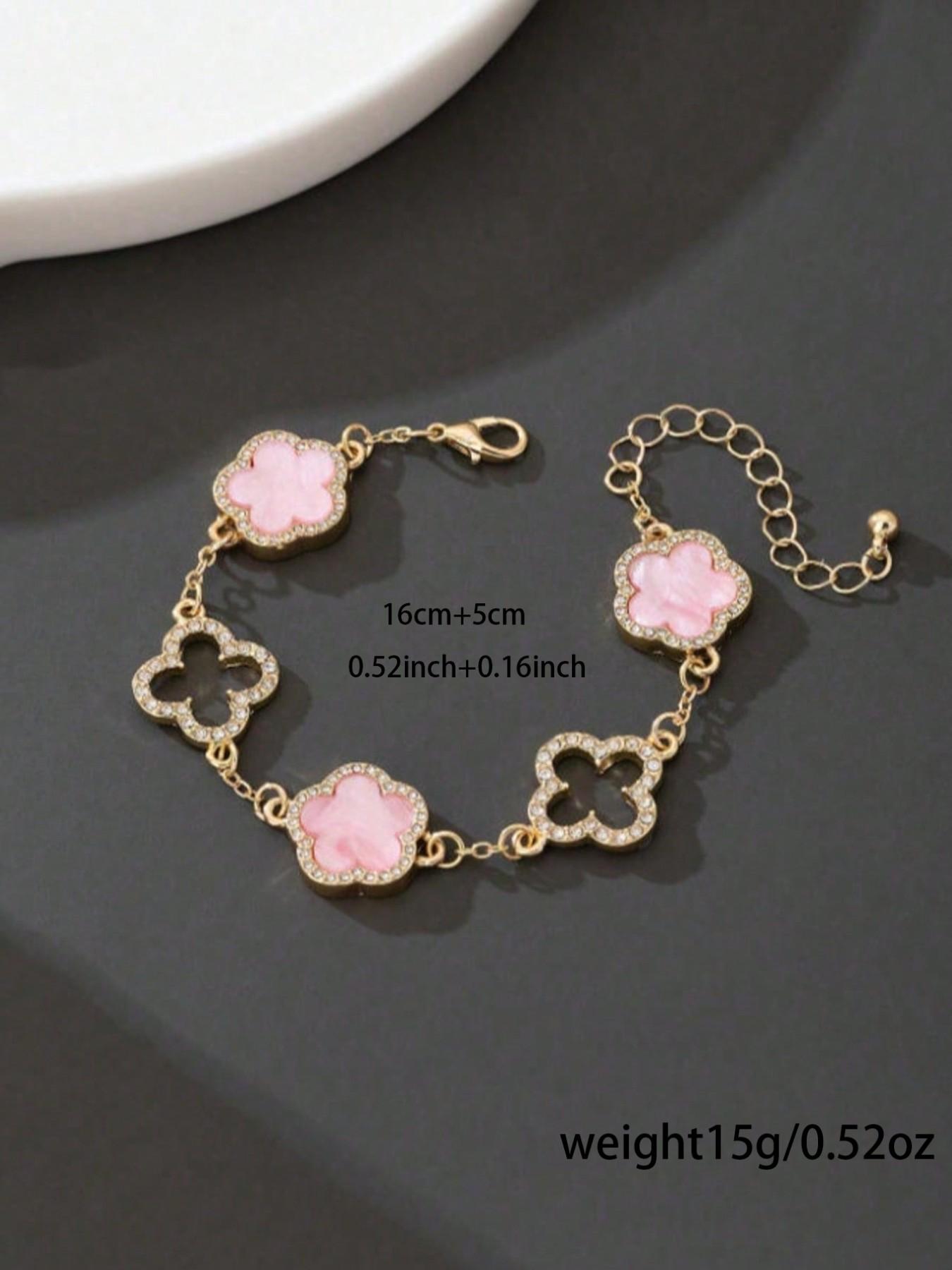 Women's Lucky Four-Leaf Clover Five-Leaf Bracelet, Fashionable High-Quality Jewelry Accessory, Versatile Design for Daily Wear