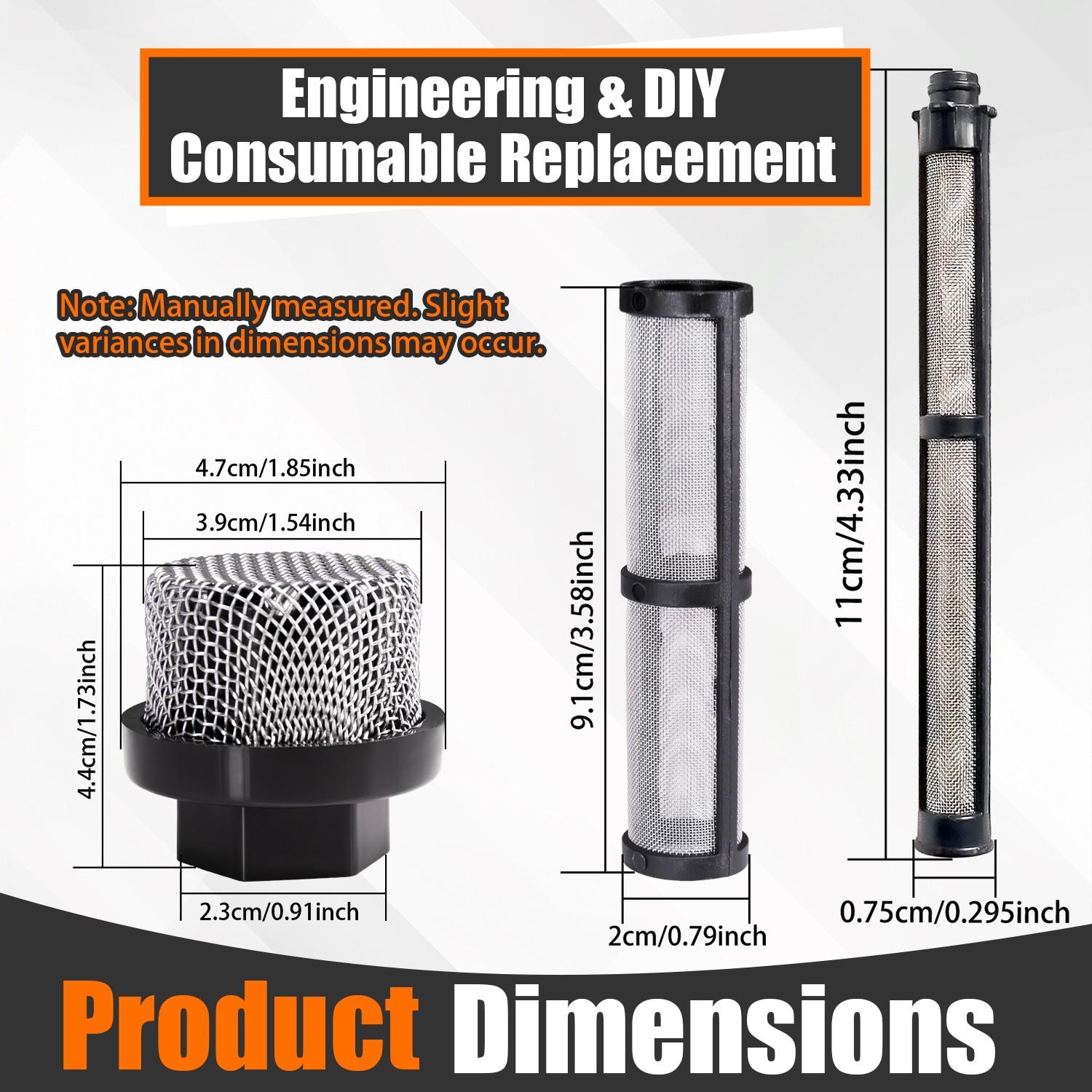 246385 246384 287032 Filter Set for Graco 390 395 490 495 595 3400 Sprayer – Stainless Steel Paint Sprayer Replacement Filters for Pump, Gun & Suction Tube