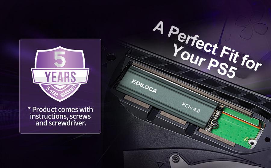 Ediloca EN760 SSD with Heatsink 1TB PCIe Gen4, NVMe M.2 2280, 3D NAND TLC, Up to 5000MB/s, Internal Solid State Drive, Dynamic SLC Cache, Compatible with PS5 and PC