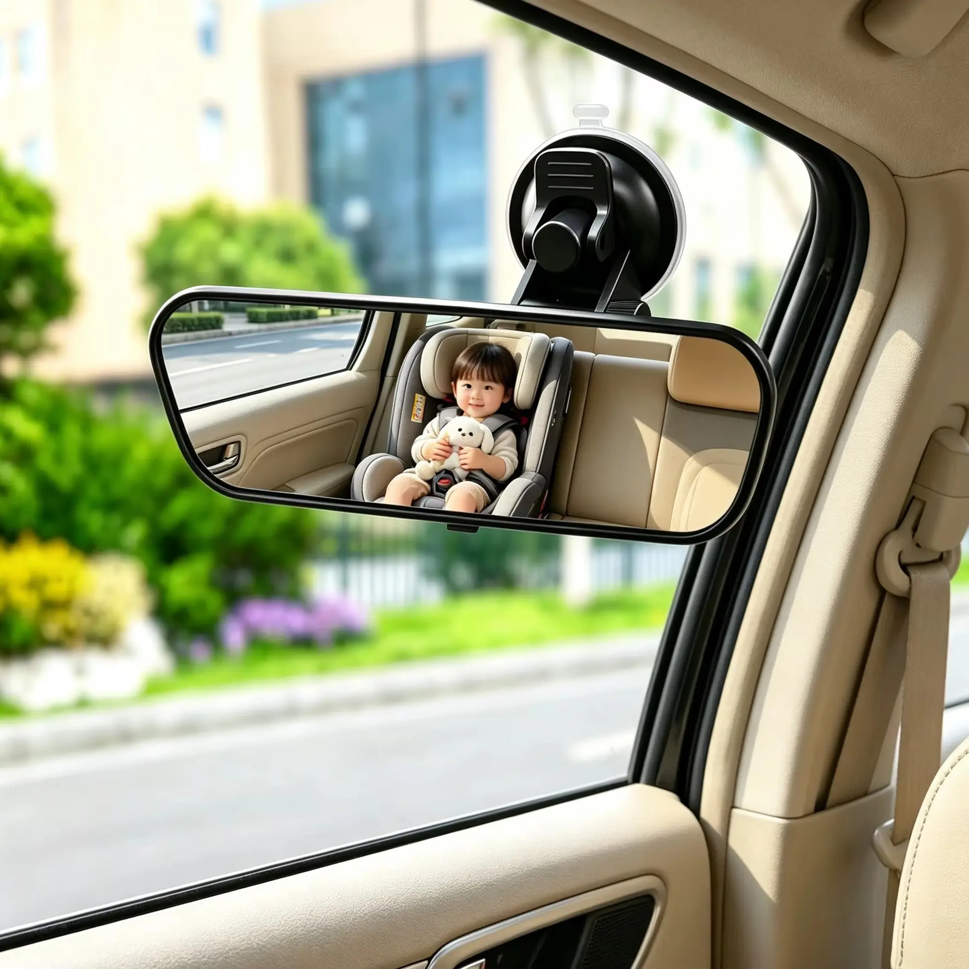 Strong Adsorption Car Interior Observation Mirror, 20cm HD Wide View 360‑Rotation Suction‑Cup Rearview Mirror for Cars & Electric Tricycles