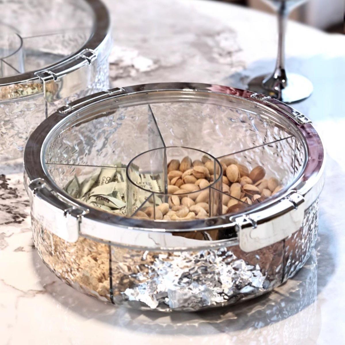 A Best Snack tray , Luxury Home Use, Living Room Coffee Table Snack Organizer, Snack Containers, Candy Nut Storage Box, Space-Saving Solution