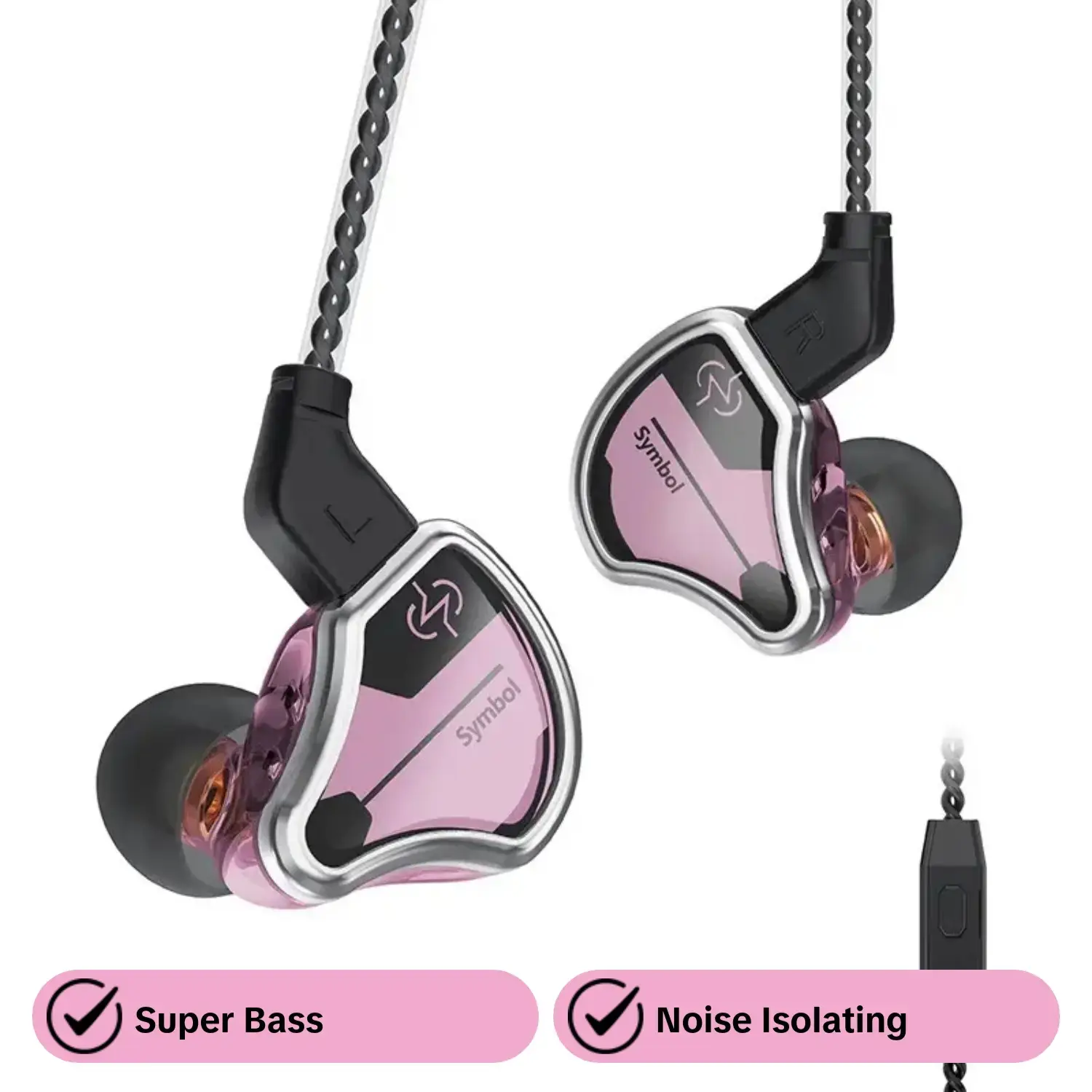 Ccz Bc02 In-Ear Headphones, Wired Earbuds with Super Bass, Transparent Crystal Clear High Resolution Noise Isolating, Singer Musician Professional Audio