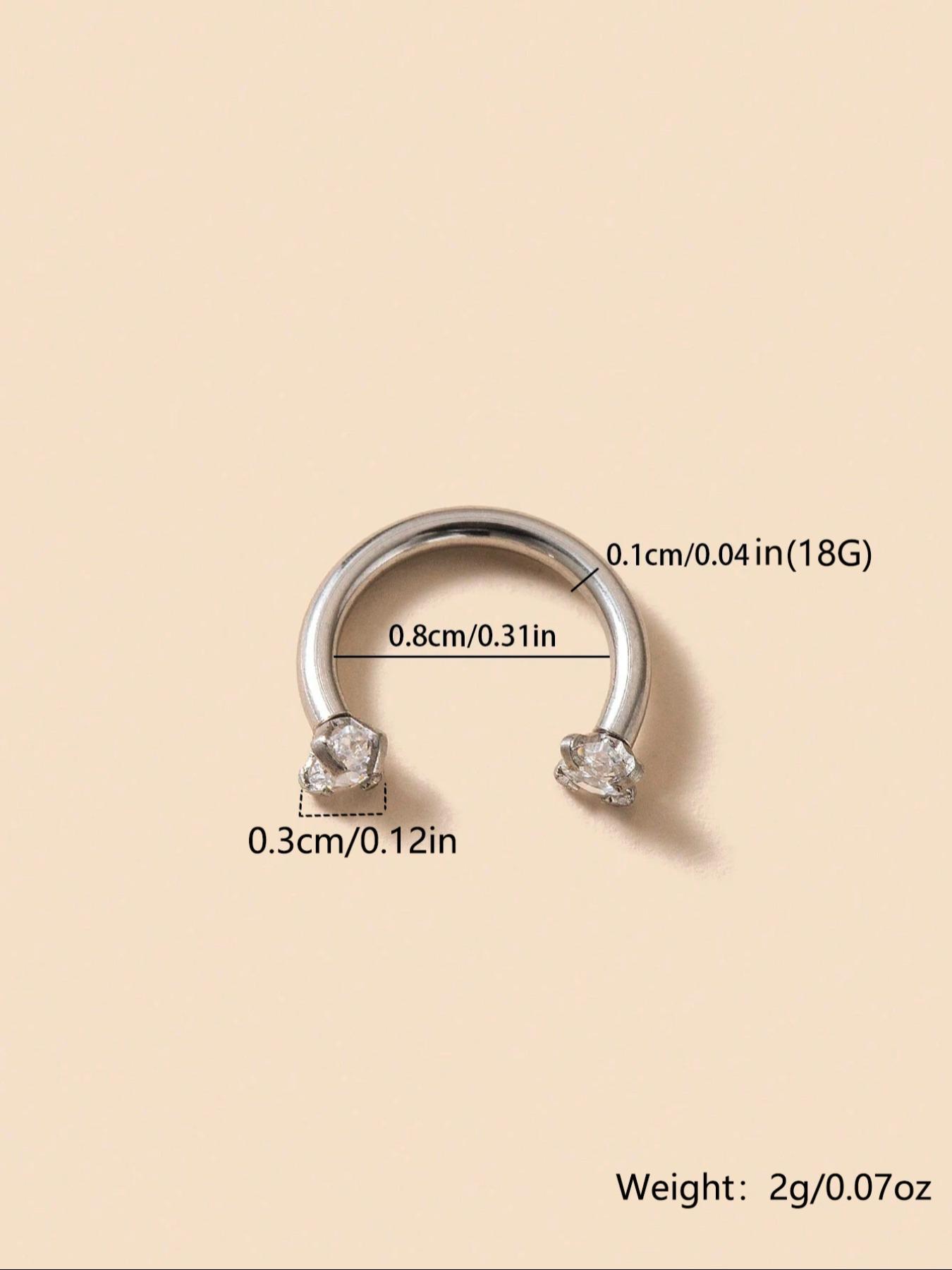 Stainless Steel CZ-Inlaid Nose Ring for Women and Men, Fashion Body Jewelry for Parties and Everyday Wear, Trendy Versatile Style, Exquisite Jewelry Gift