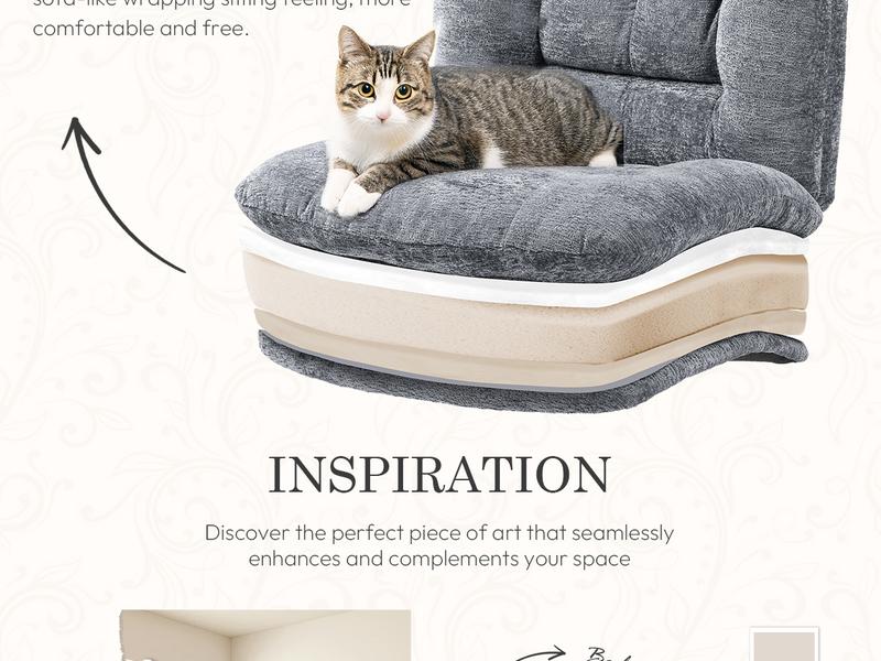 Dowinx Criss Cross Chair with Wheels, Dual-Layer Thickened Cushion Cross Legged Office Chair, Premium Fabric Morden Home Vanity Chair Wide Seat, Adjustable Swivel Computer Desk Chair