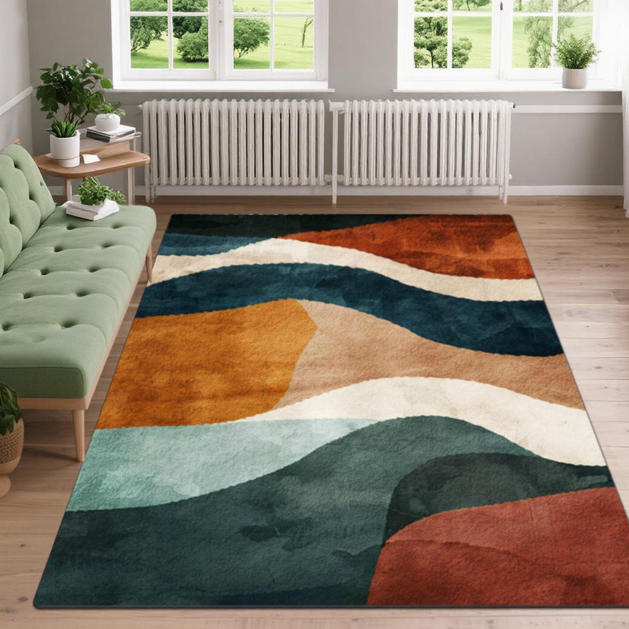 Velvet soft and comfortable patterned printed carpet, suitable for multiple scenarios, available in various sizes, soft and non-shedding, Boho area rug, Modern abstract rug, Geometric pattern rug, Home decorative rug, Boho rugs