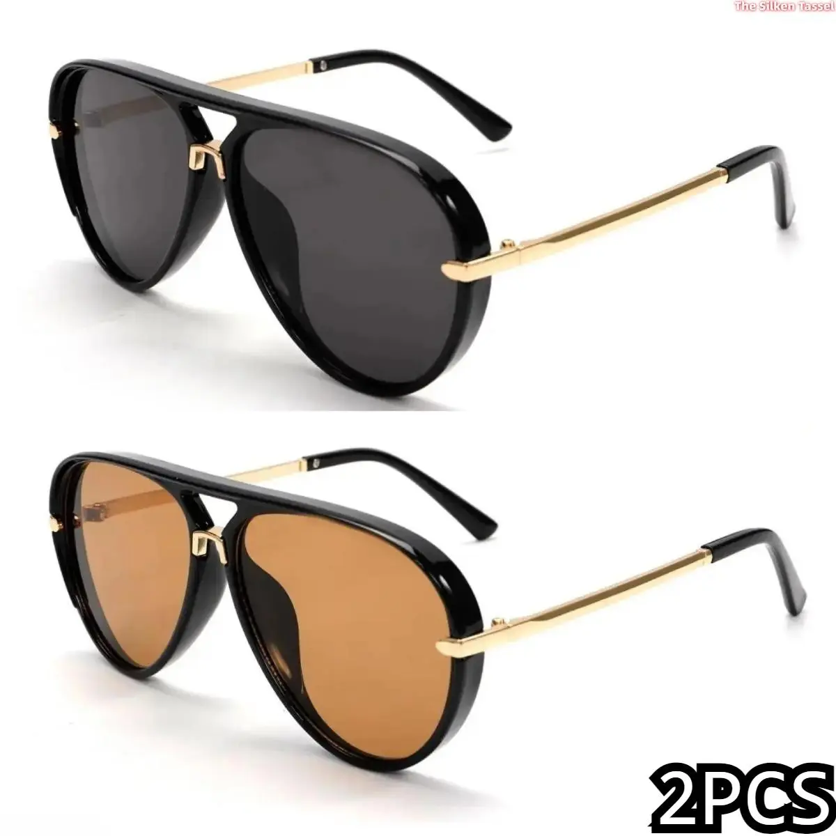 2pcs Retro Aviator Sunglasses - 2026 New Fashion Multi-Color Gradient Shades, Street Style Casual Outdoor Sunglasses for Women with Summer Vibes, Street Style Sunglasses, Casual Sunglasses,summerwins,summeroutfits,vacationoutfits,beachoutfits sohochic