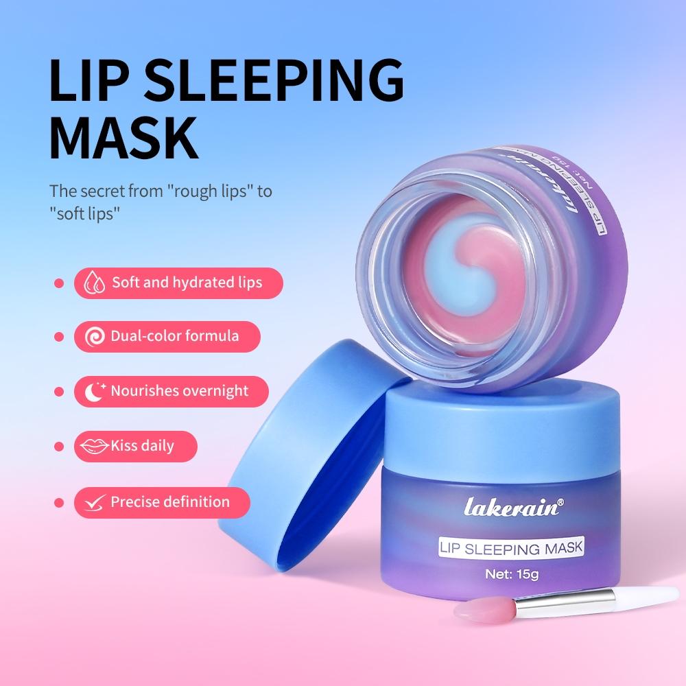 Hydrating Sleep Lip Mask, Lip Sleeping Mask, Dual-Tone Lip Mask with Shea Butter & Fruit Extracts, Deeply Moisturizes & Nourishes Lips, Contains Vitamin E for Lip Care, 4 Fruit Scents, Ideal for Night-time Lip Care, for Daily Use