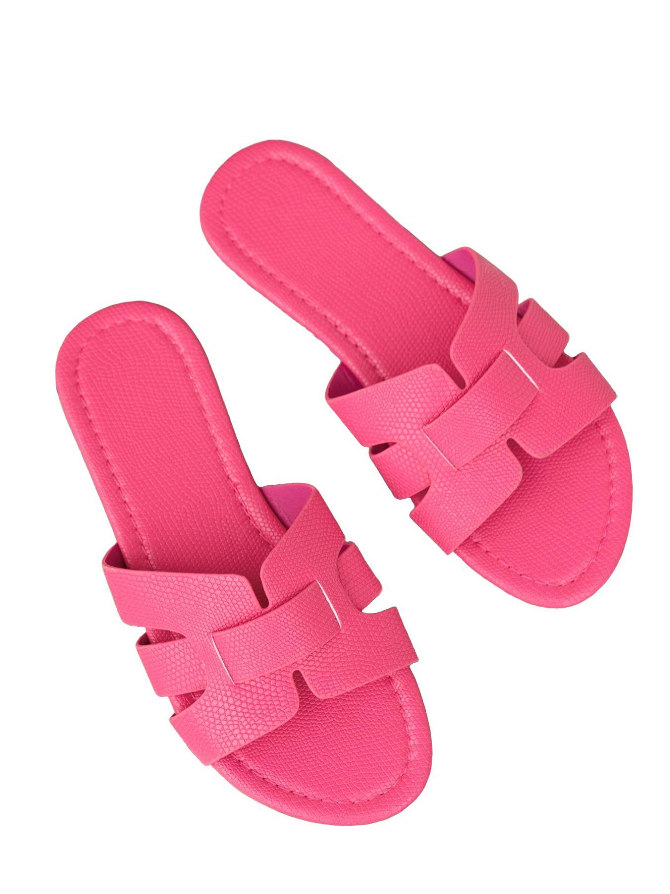 Women's Fashionable Plain Color Slide Sandals, Casual Comfortable Flat Sandals for Summer, Lightweight Breathable Shoes for Daily Wear