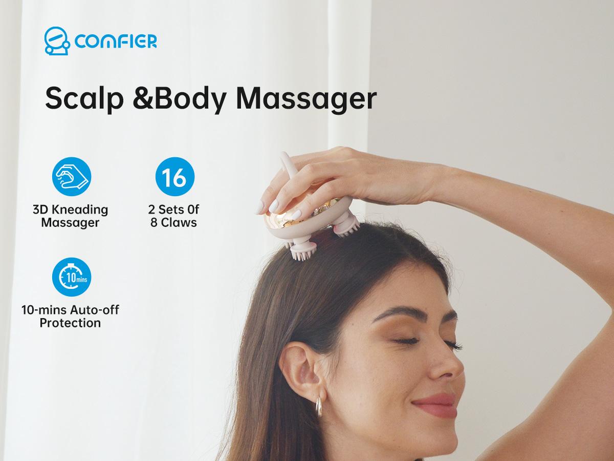 COMFIER Cordless Scalp Massager Hair Growth with 3 kneading Modes,Waterproof Head Massager with 8 Claws for Deep Cleansing,Head Scratcher,Body Massager for Stress Relief, Cat Massager