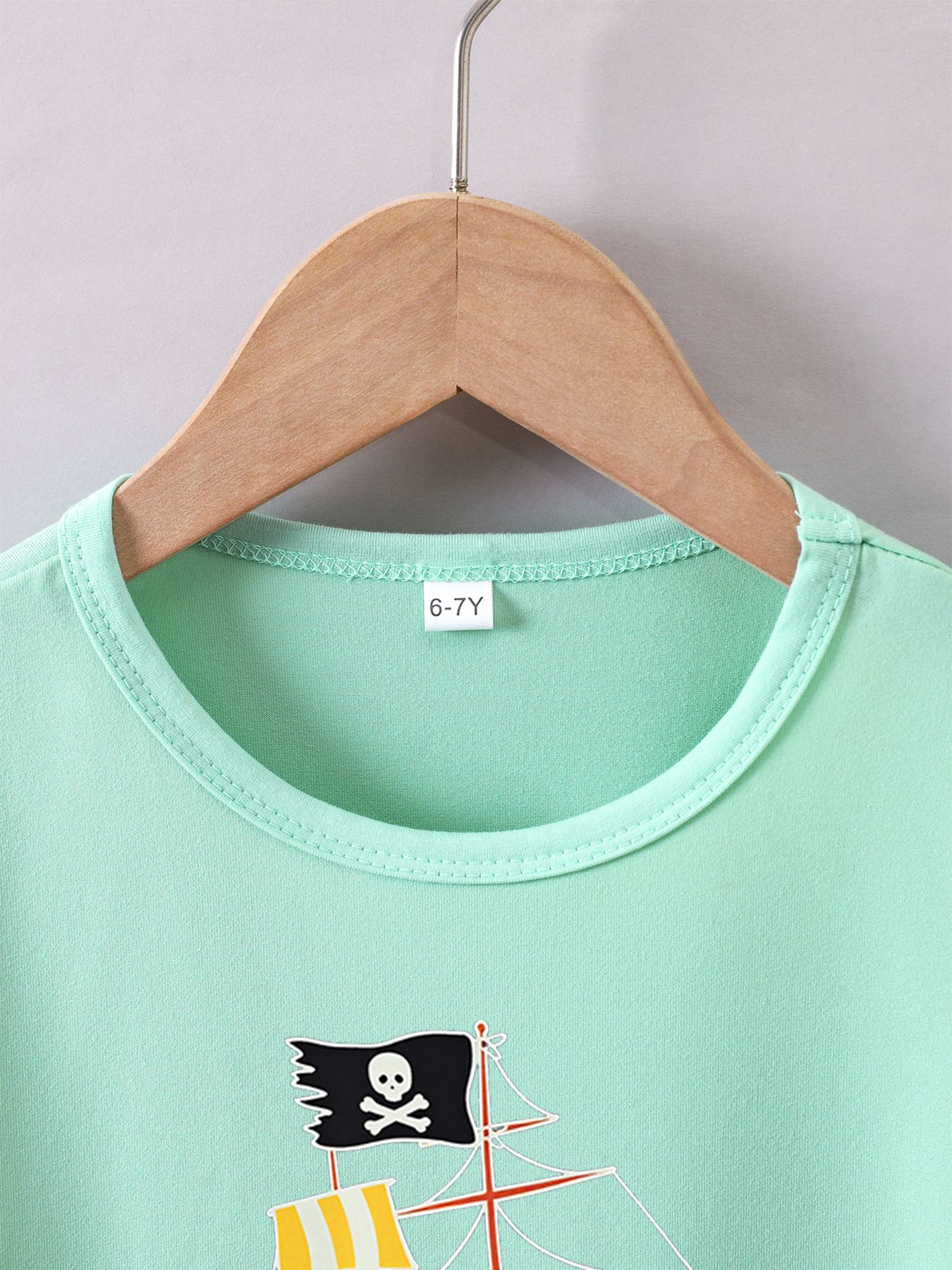 Boys' Summer Breathable & Comfortable "Sailboat" Cartoon Print (3-12Y) Casual Sports T-Shirt