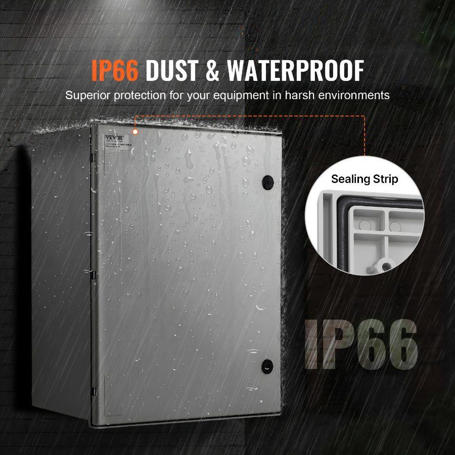 fathersdaygift VEVOR NEMA Steel Case, 24x20x9'' NEMA 4X Fiberglass Electric Enclosure, IP66 Water Dust Resistant, Suitable for Both Outdoor Indoor Use, Includes Mounting Plate (60x50x23 cm)