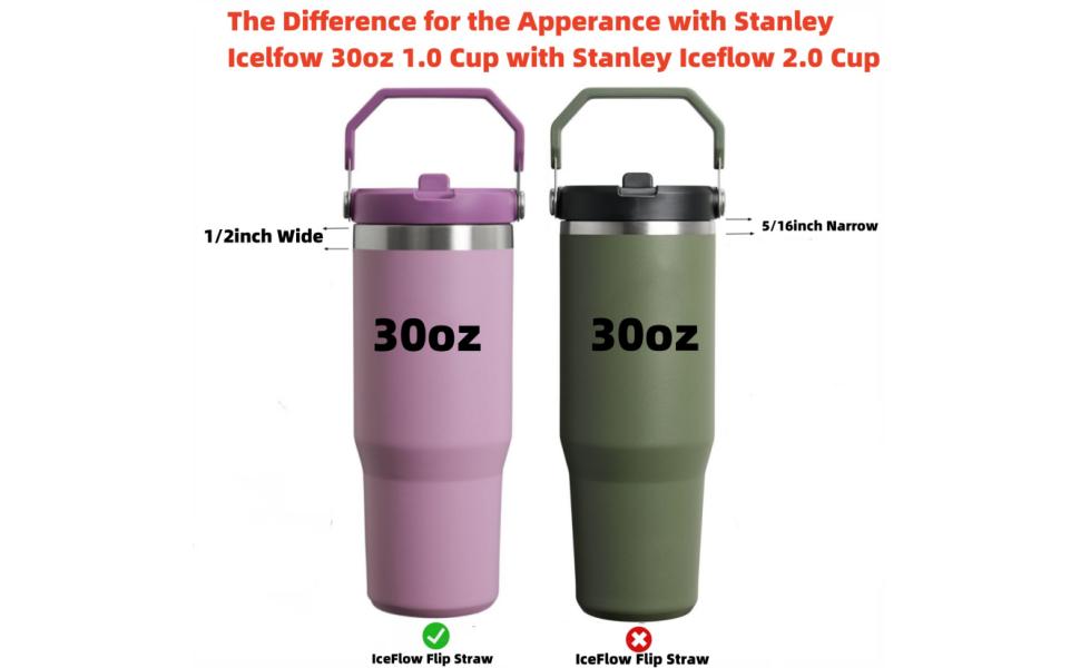 Replacement Straw Compatible with Stanley Iceflow 30oz Flip Tumbler, Reusable Clear Drinking Straws with Straw Cleaner Brush (Fit Iceflow Original Lid,Not fit for Stanley Iceflow 2.0 30oz Cups)