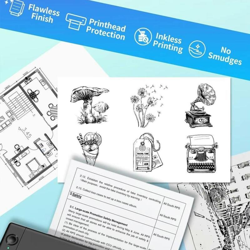 200 Sheets A4 Thermal Paper, Suitable for Portable Printers, Continuous Foldable Thermal Paper, High-Quality Files (8.27x11.69 Inches)