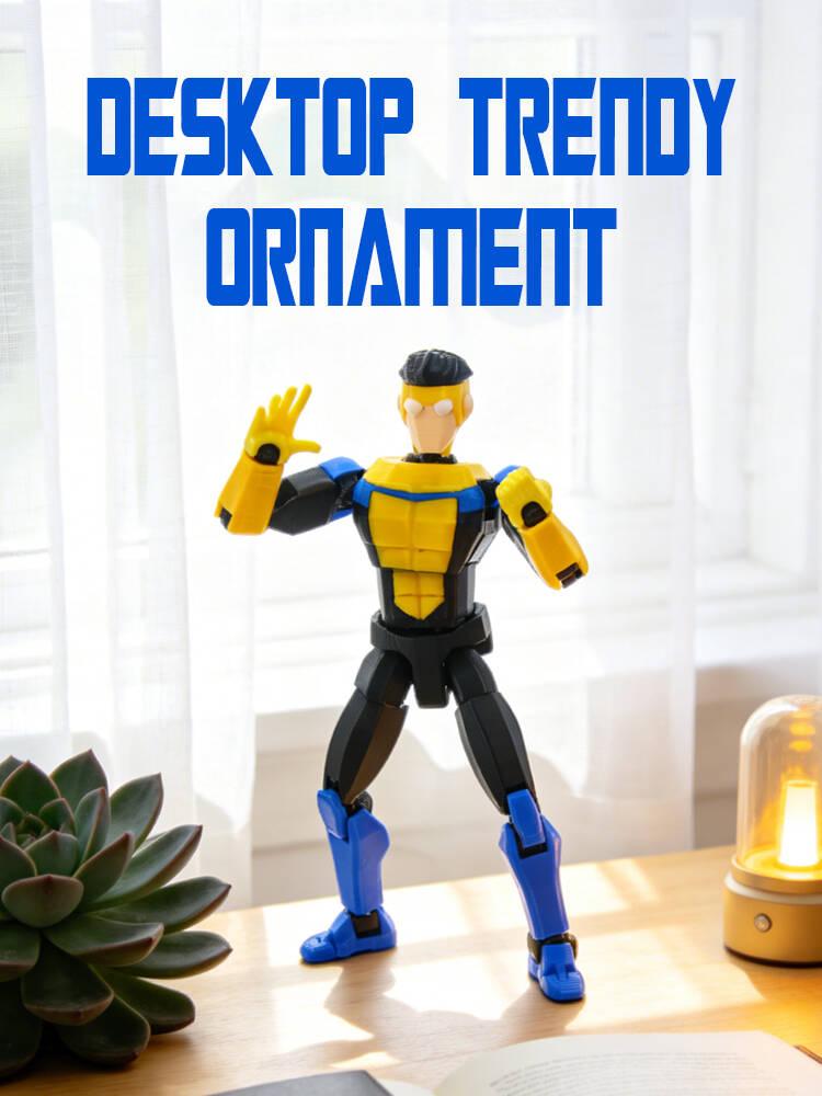 3D Printed Articulated Invincible Mark Action Figure Multi-Jointed Movable Model Collectible Toy Striped Design 13cm