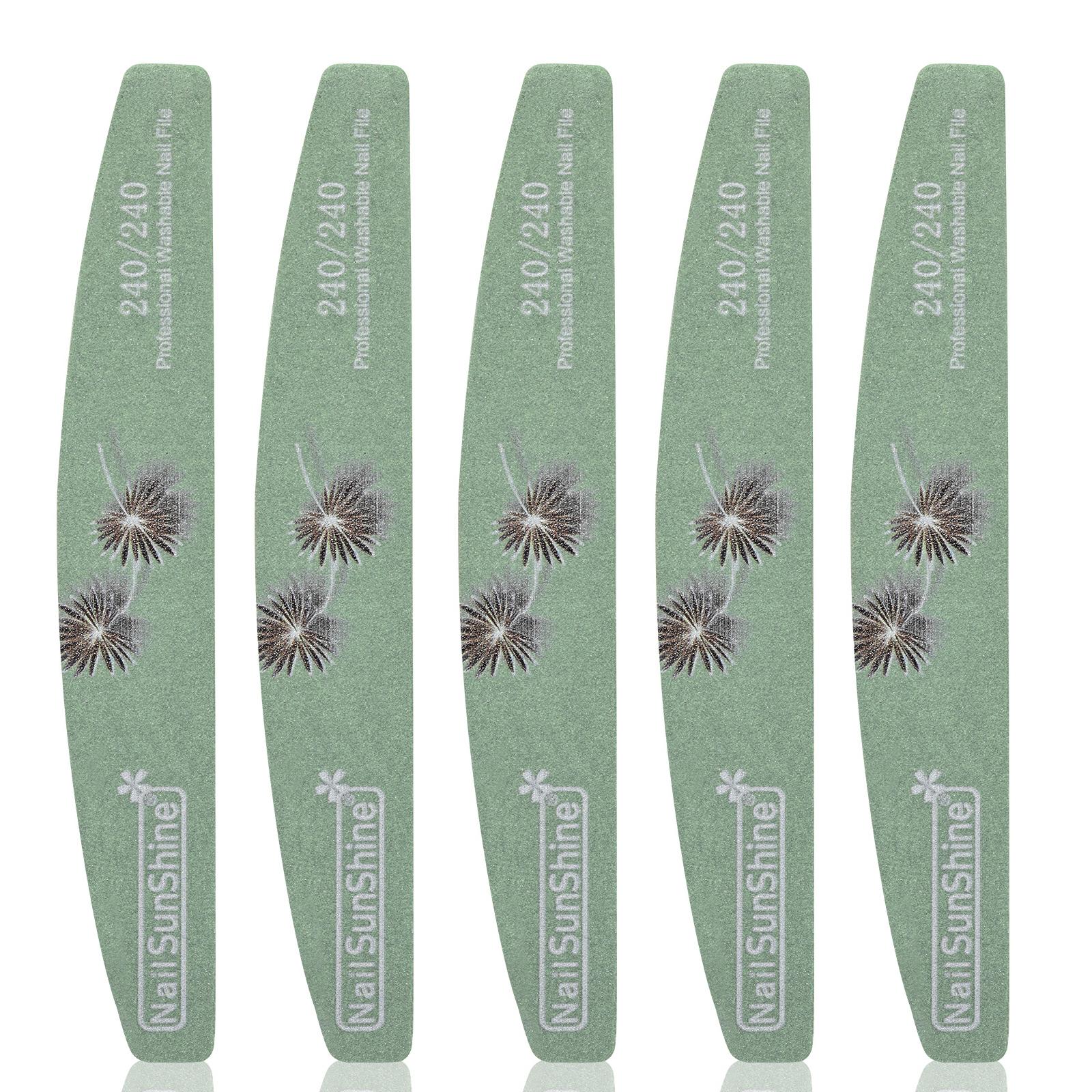 5-piece Nail File Set - Professional Half-Moon Nail File Double-Sided Sanding Board, Washable Nail Files and Buffing Block, Smooth and Shape Nails, Manicure and Pedicure Polishing Tool