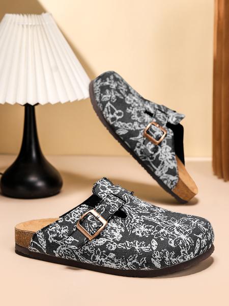 Unisex Birk Wooden Sandals, Comfortable Trendy Design, Breathable Slippers, Random Floral Pattern, Perfect Casual Wear, Ideal Gift Choice