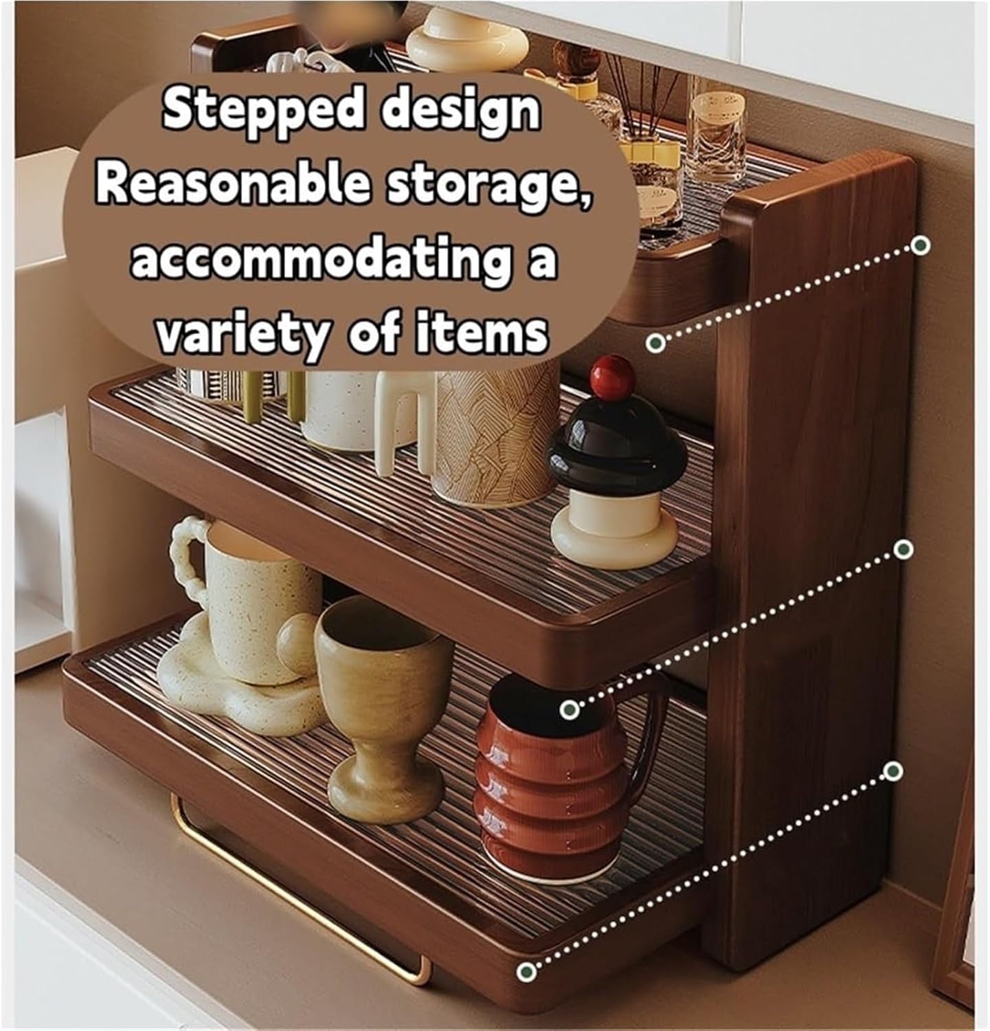 Three-Tier Mug Display Rack with Acrylic Base - Space-Saving Desktop Coffee Cup Holder, Modern Minimalist Shelf Suitable, Office, Cafe, - Shelf for Mugs, Cups, Tea Pots Storage, Standing Shelf