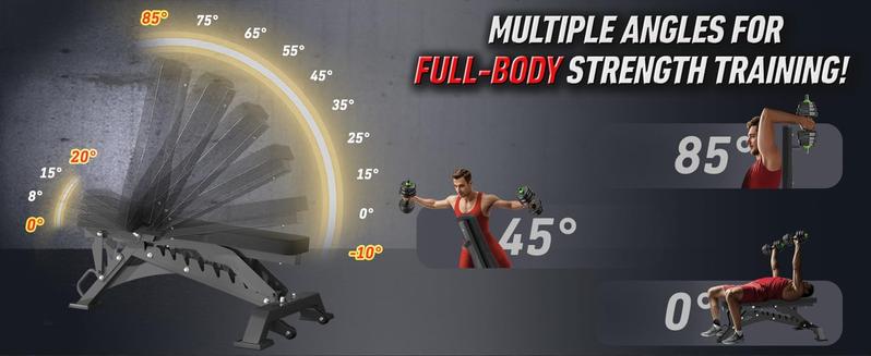 RitKeep 1300lbs Heavy Duty Weight Bench, Adjustable Weight Bench Workout Bench Press Set for Home Gym Strength Training, Portable Incline Bench with Wheels for Full Body Fitness