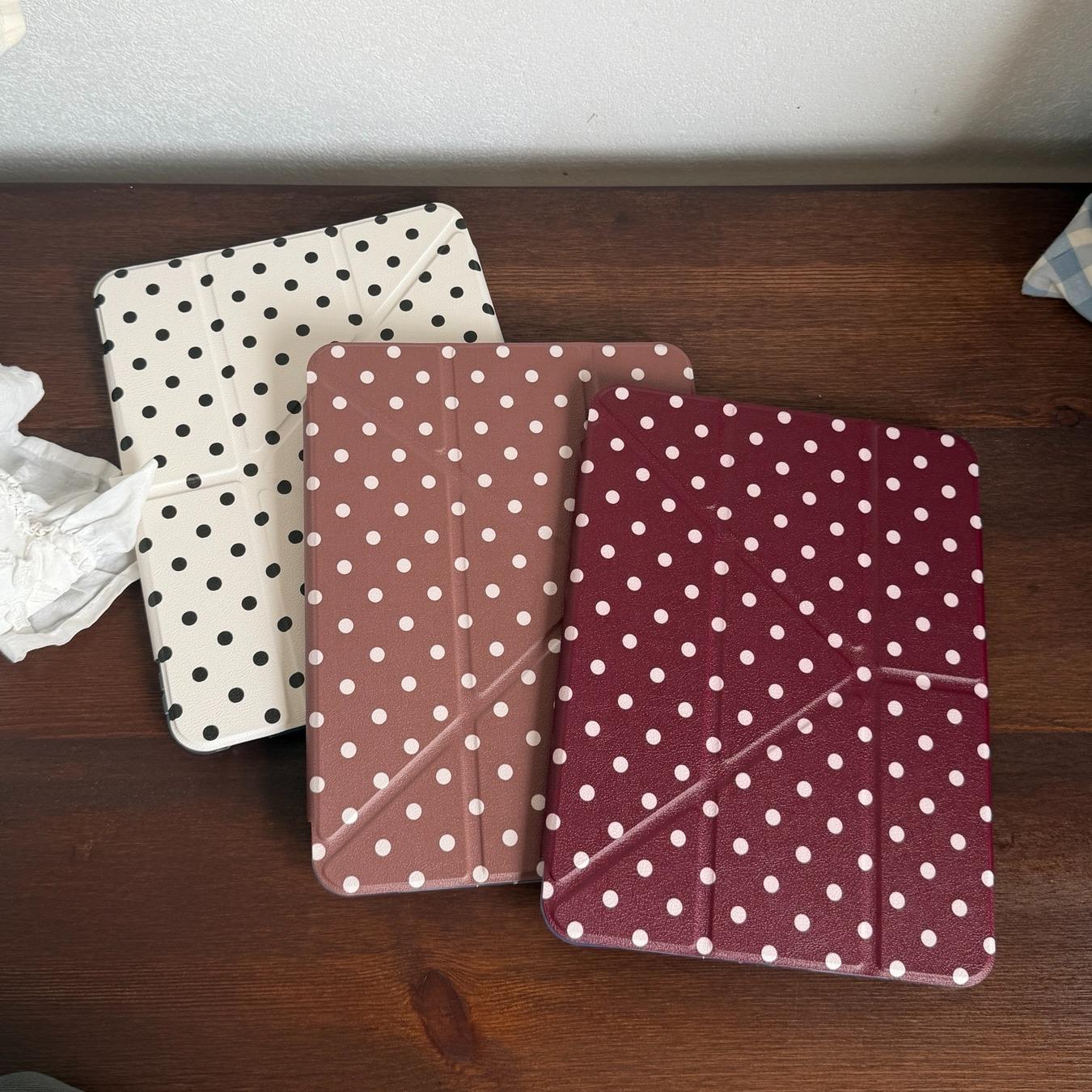 Colorblock Polka Dot iPad Case, Compatible with Pro 11/13 Inch Air 6 Mini 7, Acrylic Anti-Drop Protection, Stylish Design
