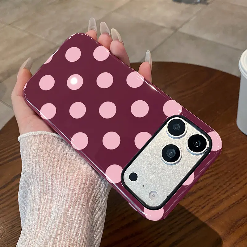 Polka Dot Harmony 2-in-1 Silicone TPU iPhone Case, White - TikTok Shop