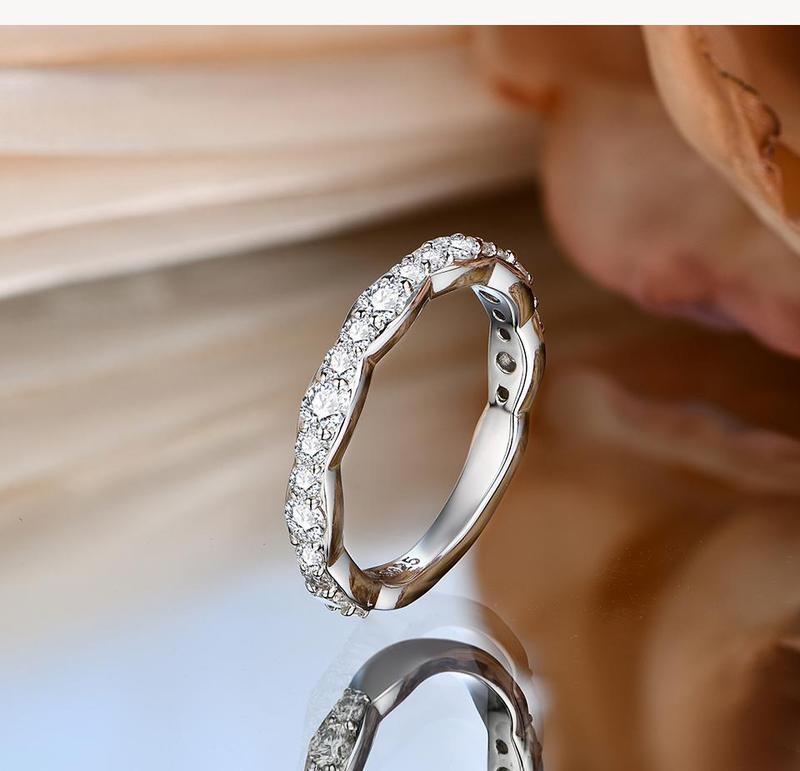 D Color VVS1 Synthetic Moissanite Ring for Women Wedding Band Daily Wear Engagement Fine Jewelry R238