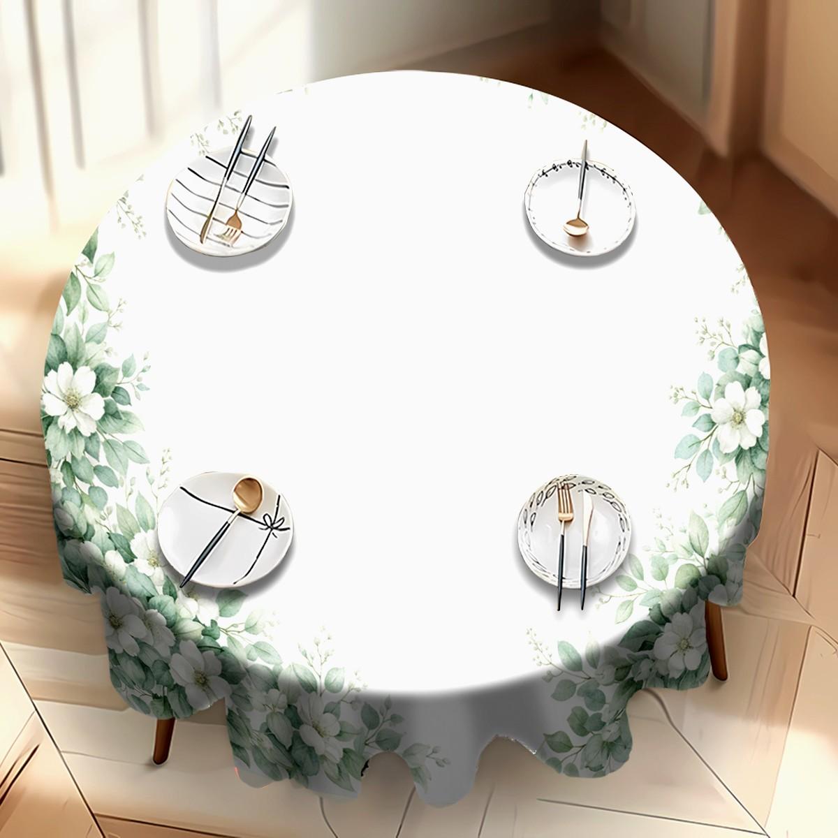 Leaf Design Rectangular Tablecloth, Spring Theme Seasonal Table Cover, Ideal for Easter & Holiday Parties, Home Decoration
