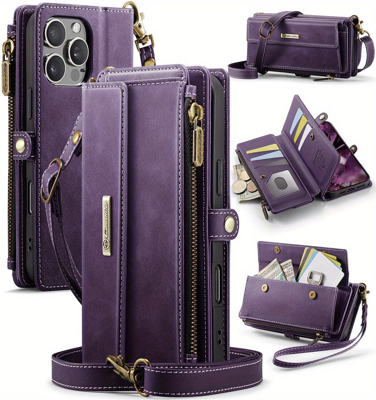 for iPhone 16e 16 Pro Max 16 Plus 16 Pro 16 Wallet Case, RFID Blocking Phone Case Women Men Kickstand flip Cover Wrist Strap Zipper Credit Card Holder Slots