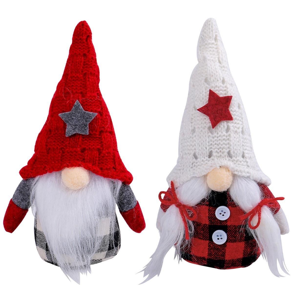 Christmas Faceless Elderly Star Knit Hat Elf Doll Ornament Fabric, Festive Holiday Decor, Unique Gift Idea, Cozy Winter Accessory