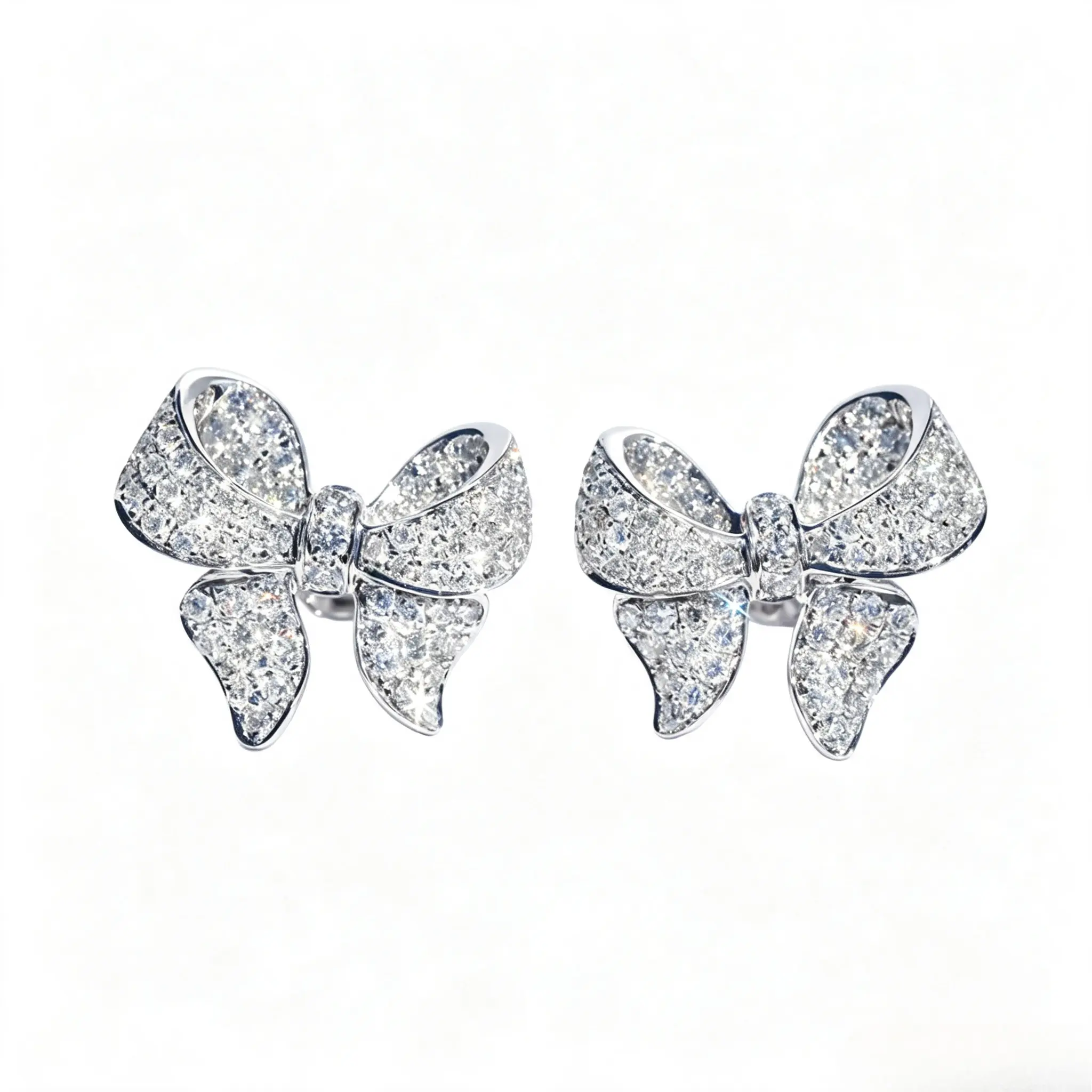 Women's Elegant Bowknot Design Stud Earrings (1 Pair), Zircon Stud Earrings, Exquisite Trendy Stud Earrings, Fashionable Jewelry for Women for Daily & Party Decoration, Jewelry Gifts, Studs Earrings, Classic Style Earrings, Artificial Zircon Earrings