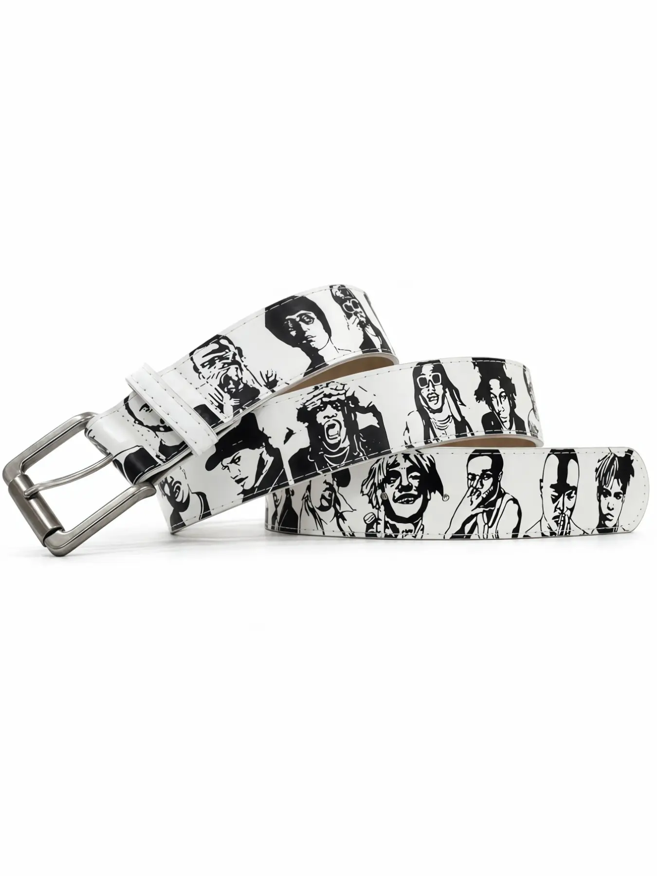 Hip-Hop Portrait Pattern Y2K Style Printed Belt, PU Leather Punk Fashion Casual Accessory, Streetwear Waist Belt for All Seasons