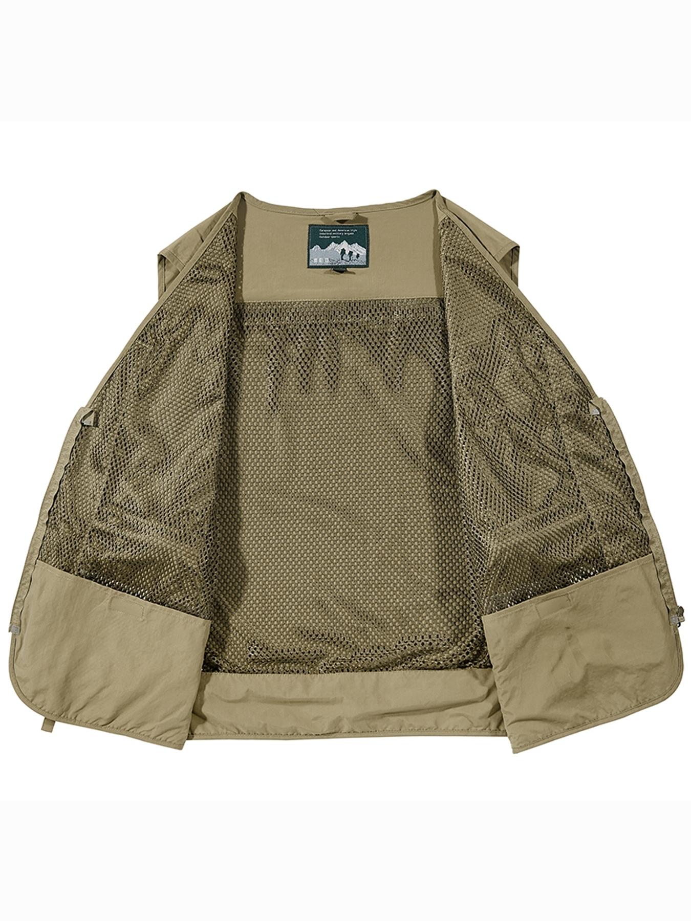 Men's Multifunctional Mesh Ventilated Vest, Outdoor Hiking Jacket, Multiple Pockets, Fishing Photography, Loose Fit, Summer Camping
