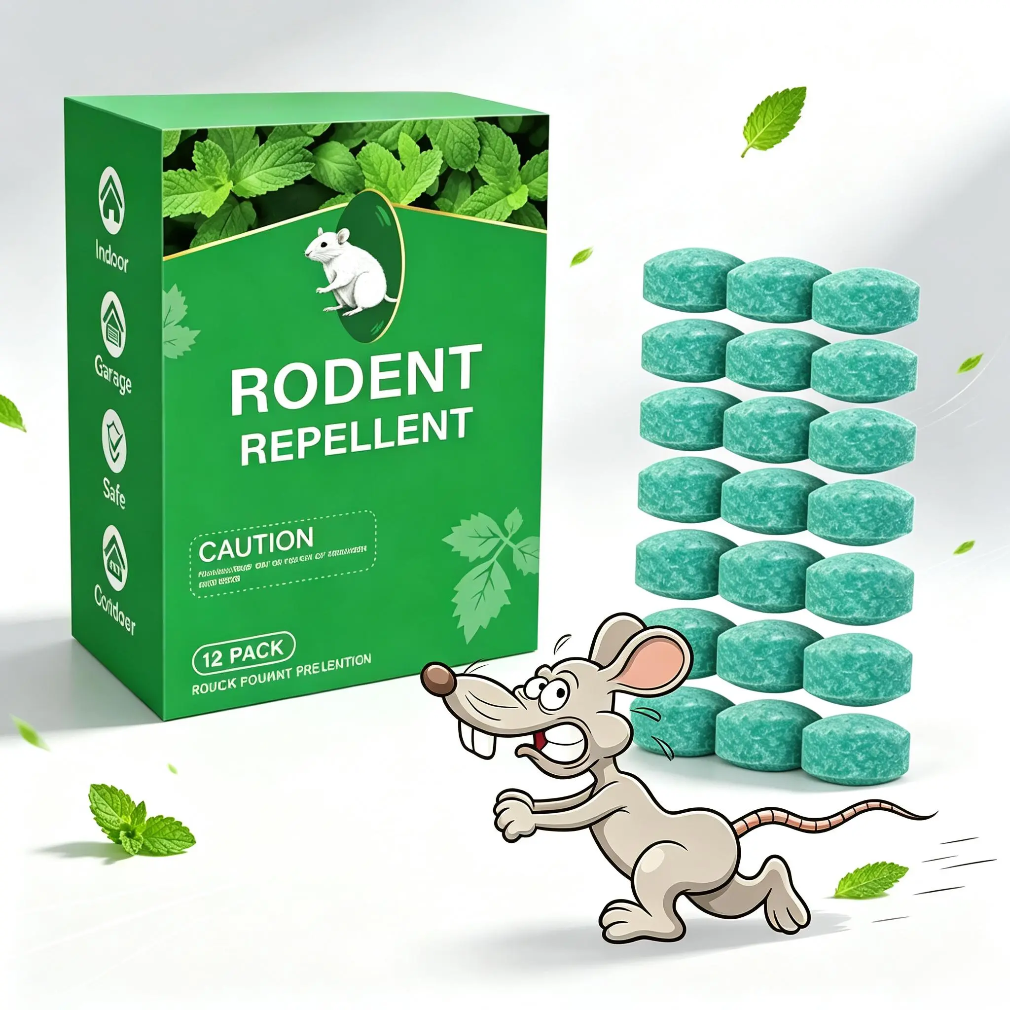 12-Pack Natural Non-Toxic Mint-Lemon Oil Scent Solid Rodent Repellent Balls, Storage-Friendly Basements & Indoors Pest Control, Yard & Storage Guard for Bug-Free Living & Bug-Free Home, Repels Mice, Rats, Squirrels, Cockroaches, Spiders