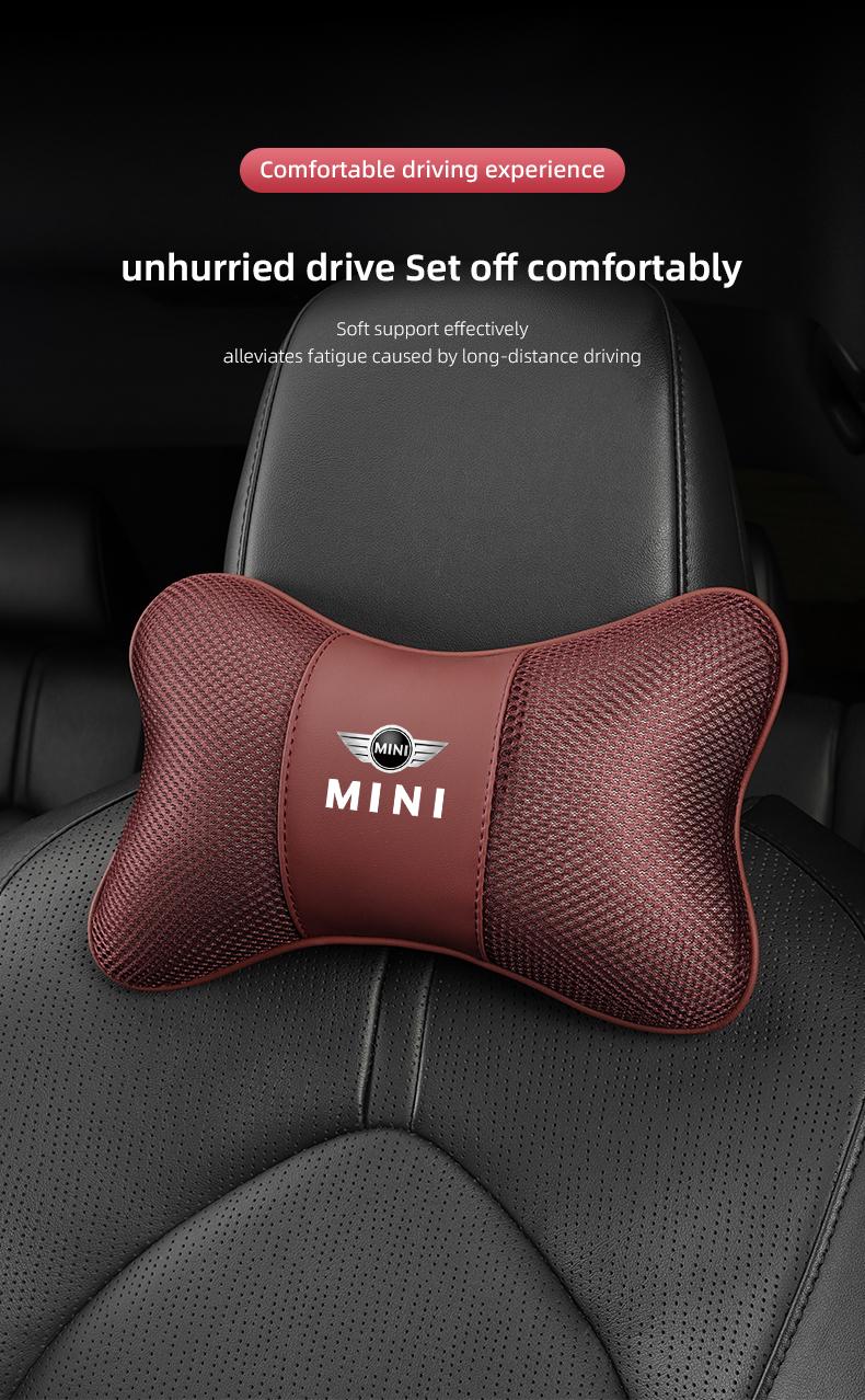 1Pcs Car Seat Headrest Ice Silk Neck Pillow Support Soft Pad For MINI One Cooper JCW Countryman Clubman Cabrio Paceman Coupe Roadster Clubvan