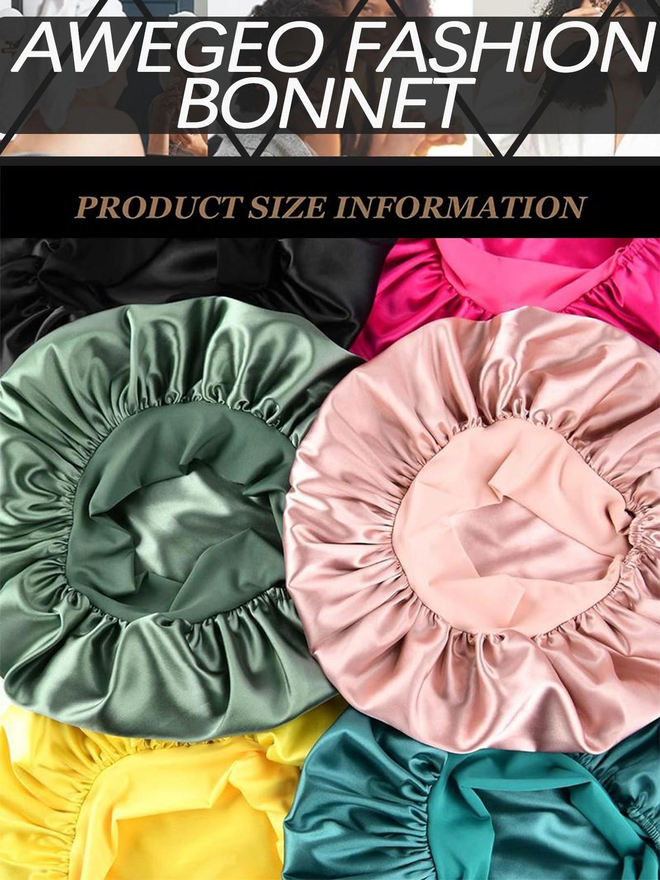 Women's Adjustable Satin Bonnet with Tie, Soft Breathable Sleep Cap, Fashionable Plain Color, Comfortable Hair Protection Hat + 2 Silk Hair Ties